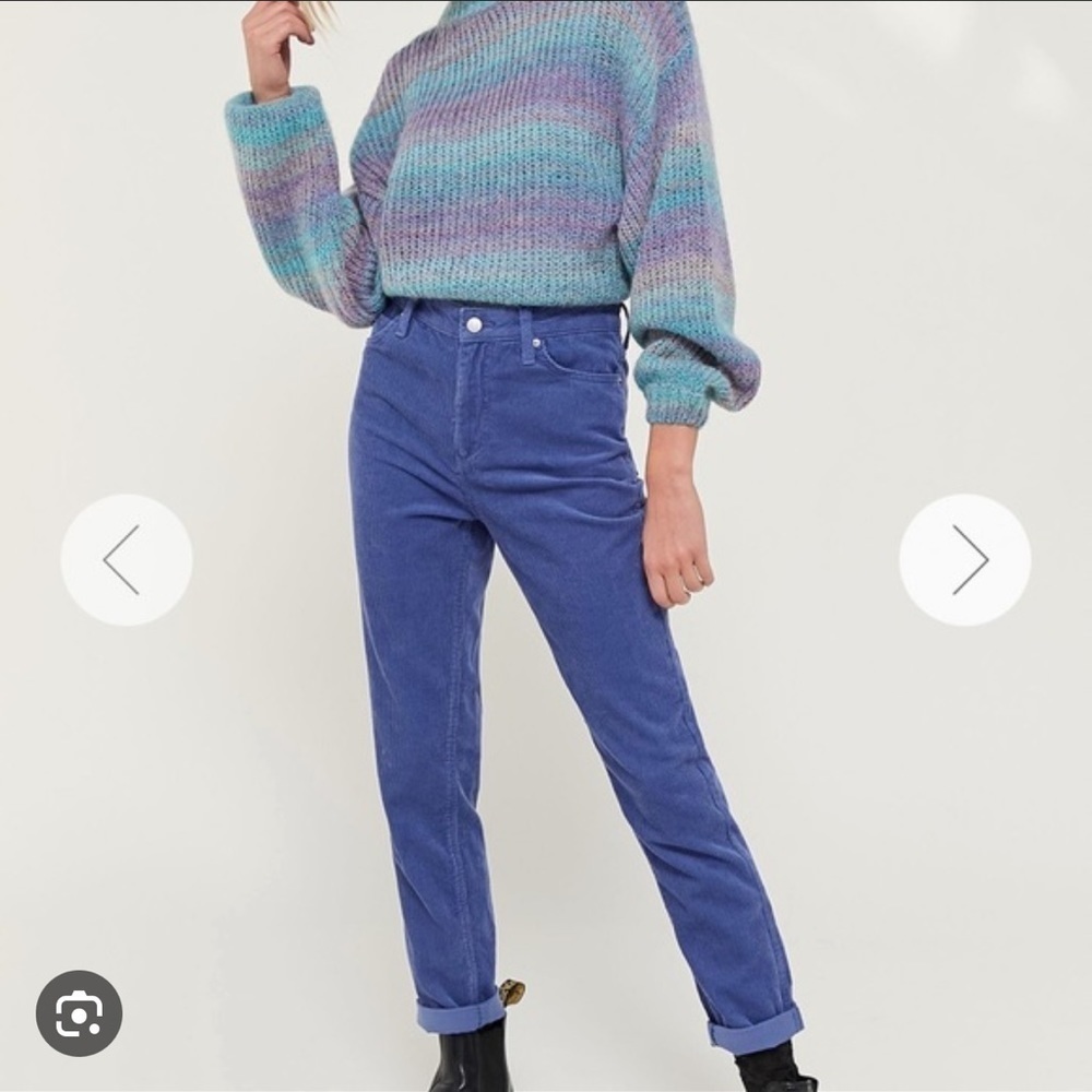 BDG Urban Outfitters Mom High‎ Rise blue corduroy pants Sz 25